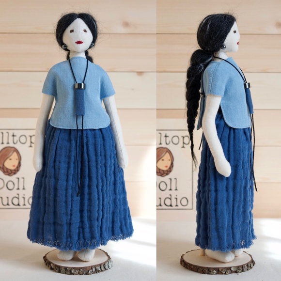 Fabric Doll "Willow" Handcrafted Textile Cloth Heirloom Primitive Doll - Picture 4 of 15